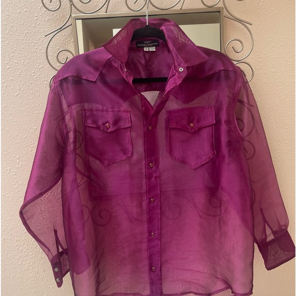 GUESS GEORGES MARCIANO SHEER BLOUSE - Picture 4 of 8